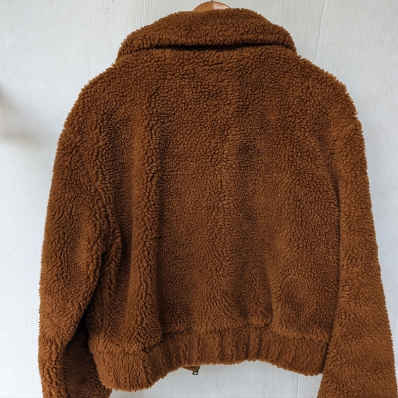 THREAD & SUPPLY women's plush sherpa teddy bear jacket brown faux fur - Picture 7 of 10